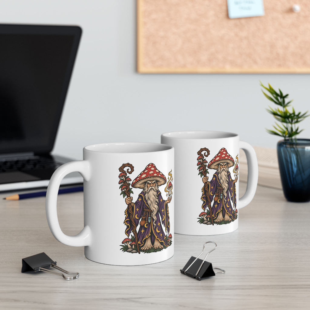 Amanita Mushroom Wizard Tattoo Flash Coffee Mug (11oz & 15oz)