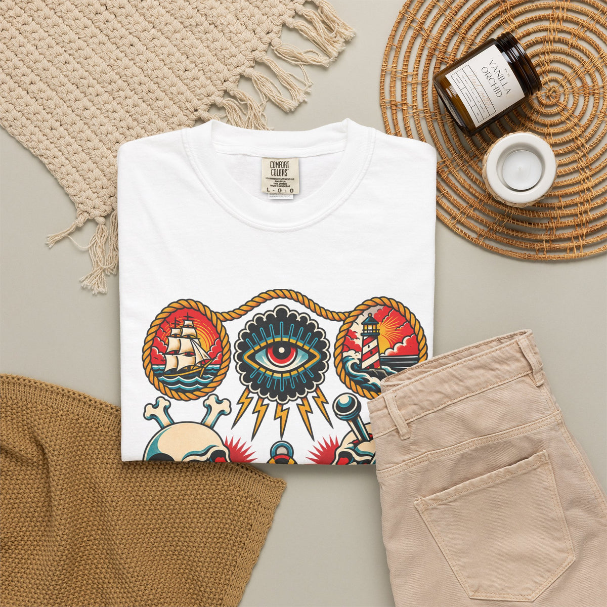 American Traditional Tattoo Flash Sheet T-Shirt
