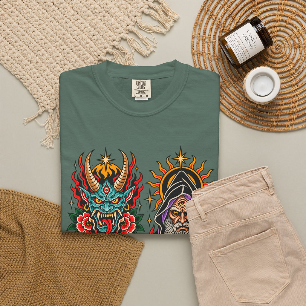 Wizard, Oni and Skull Tattoo Flash T-Shirt