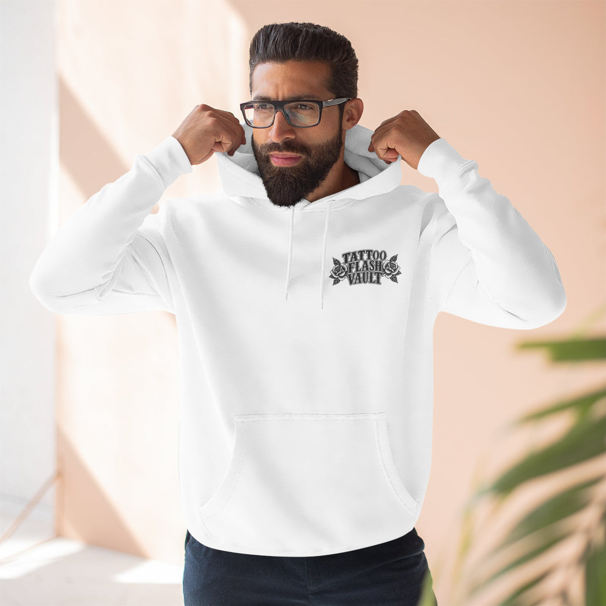 Wizard, Black Cat & Skull Tattoo Flash Pullover Hoodie (Back Design)