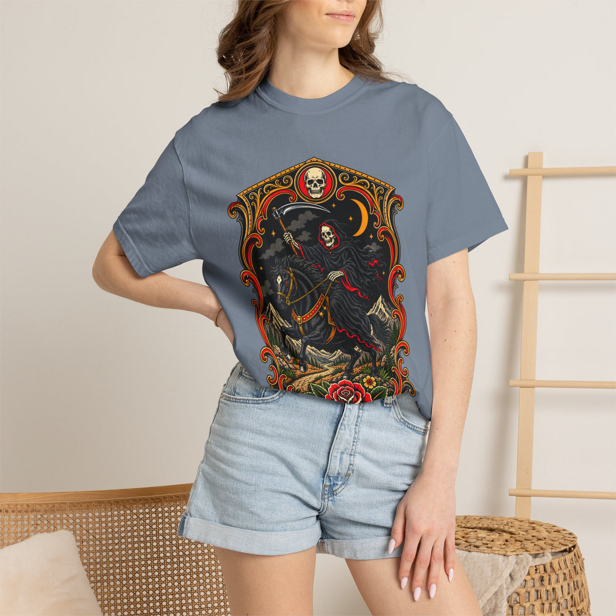 Grim Reaper Horseman Tattoo Flash T-Shirt