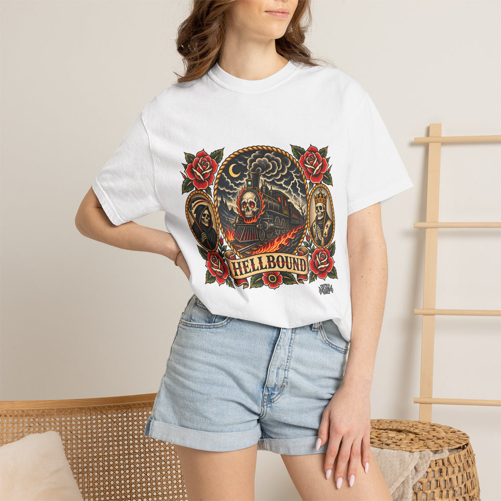 Hellbound Skull Train Tattoo Flash T-Shirt