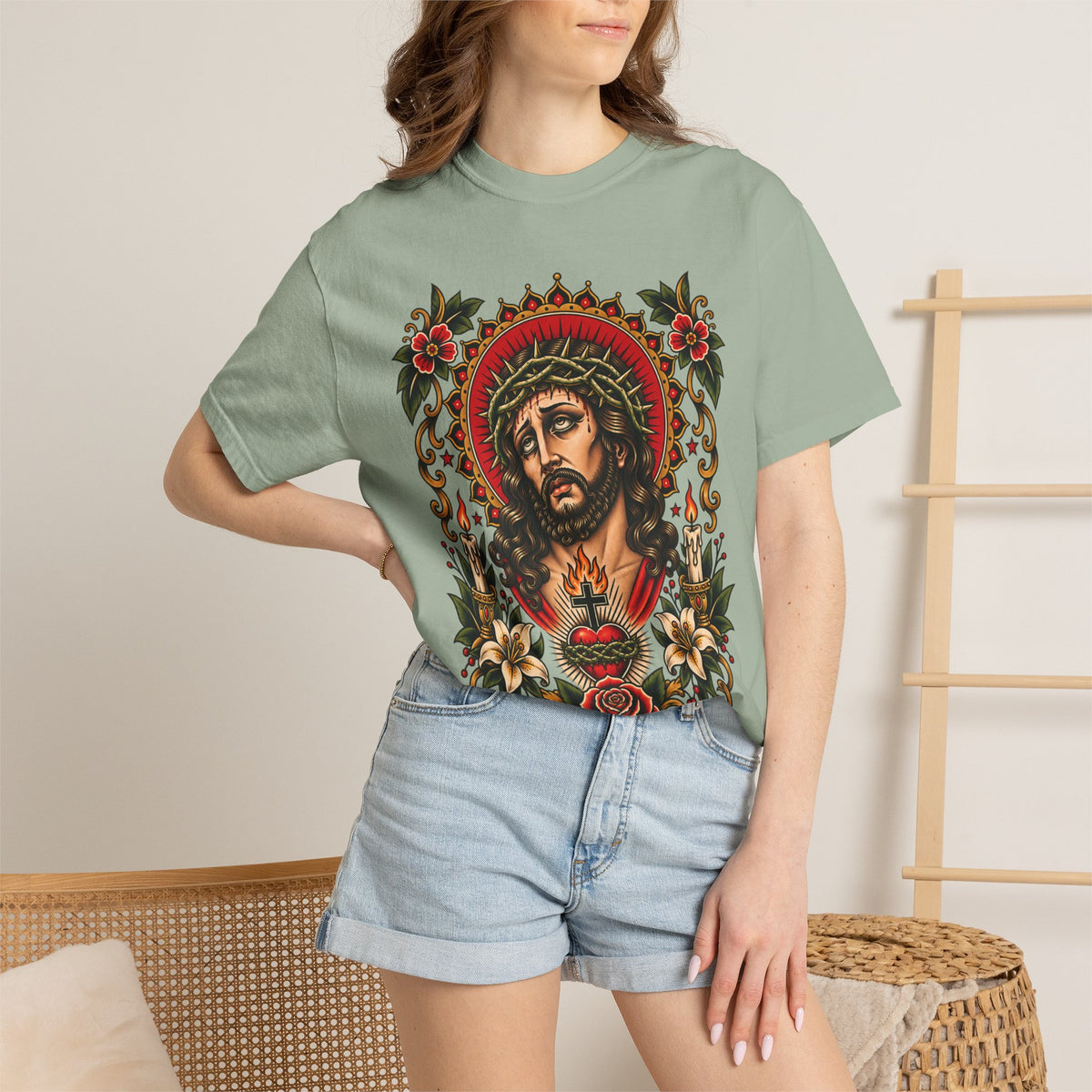 Jesus Sacred Heart Tattoo Flash T-Shirt