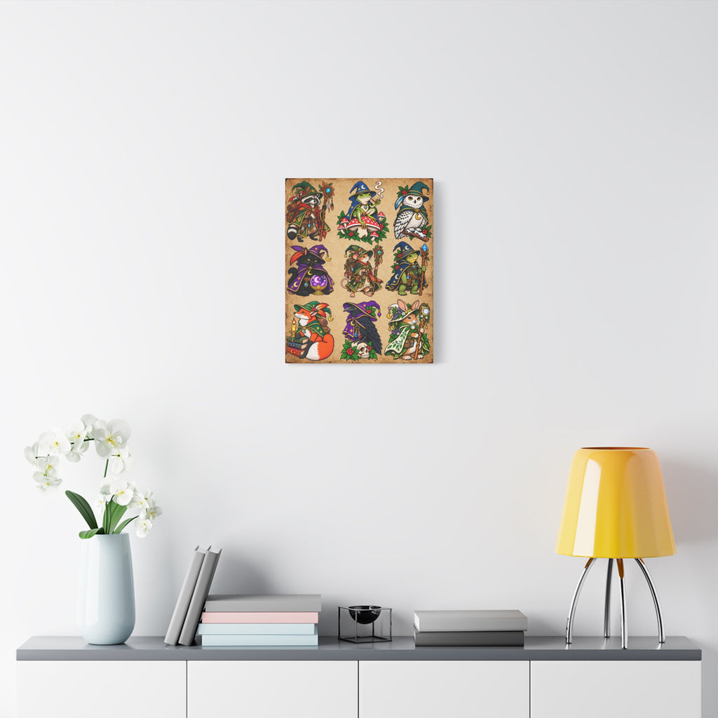Woodland Wizards & Witches Tattoo Flash Canvas Wall Art