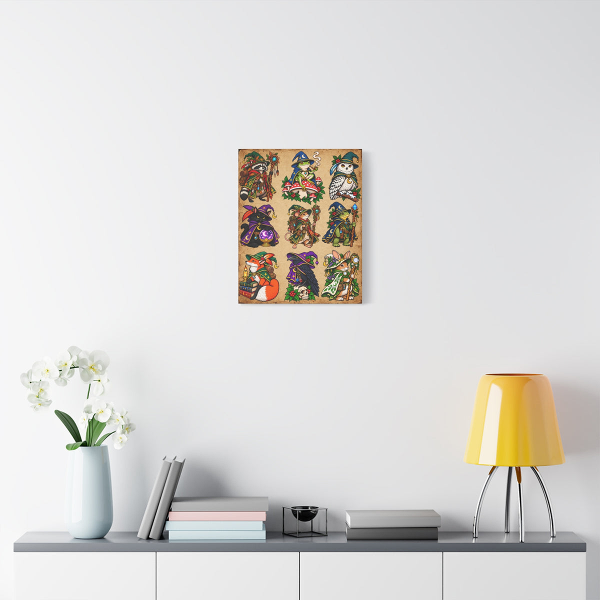 Woodland Wizards & Witches Tattoo Flash Canvas Wall Art