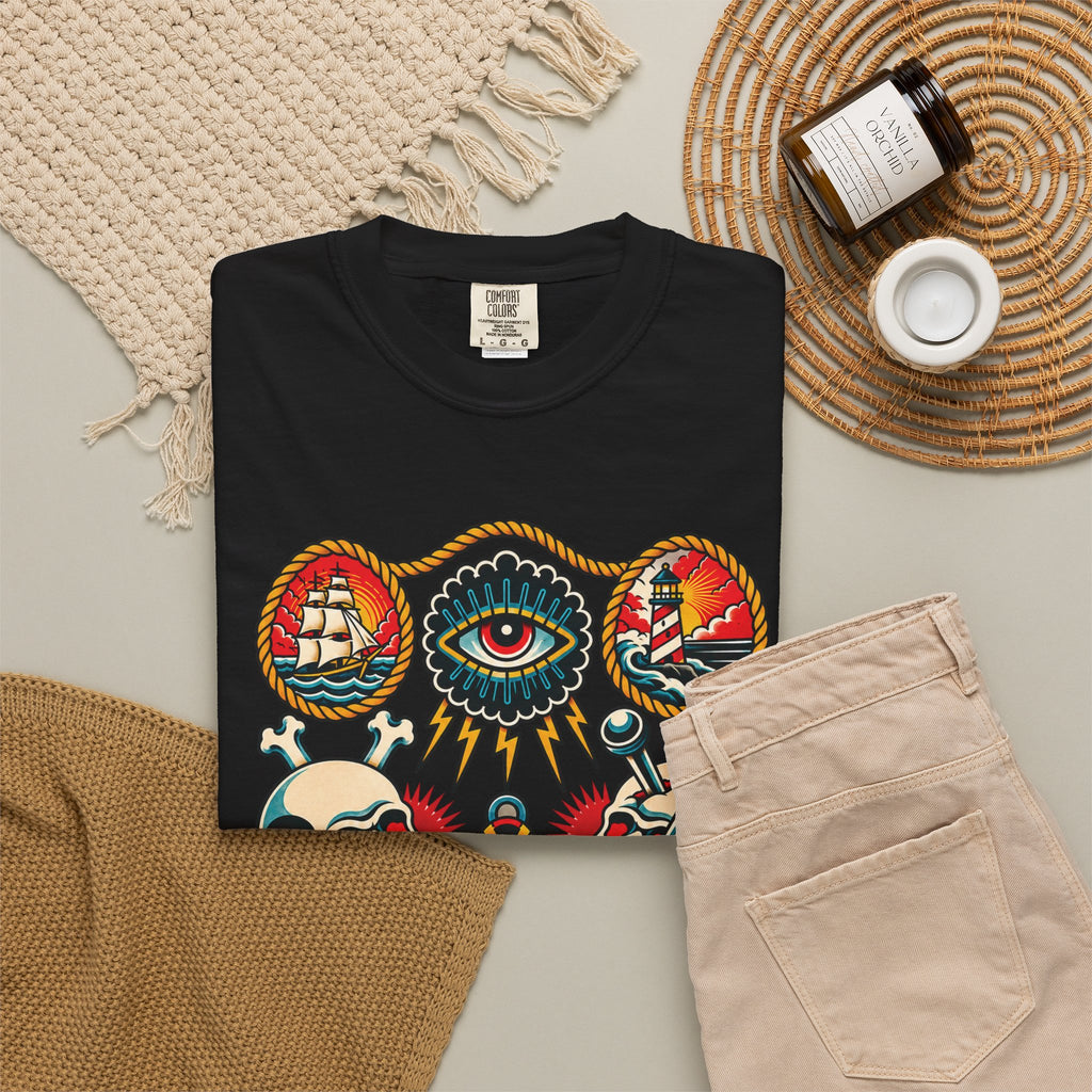 American Traditional Tattoo Flash Sheet T-Shirt
