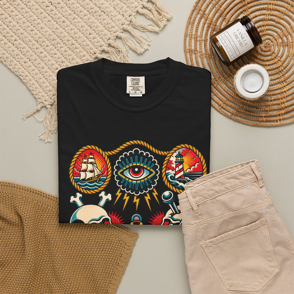 American Traditional Tattoo Flash Sheet T-Shirt