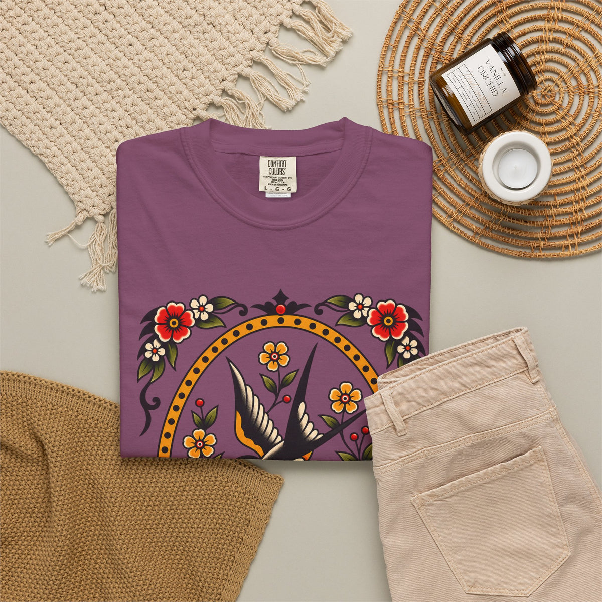 Swallow & Rose Tattoo Flash T-Shirt
