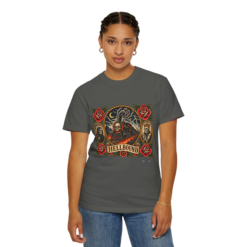 Hellbound Skull Train Tattoo Flash T-Shirt
