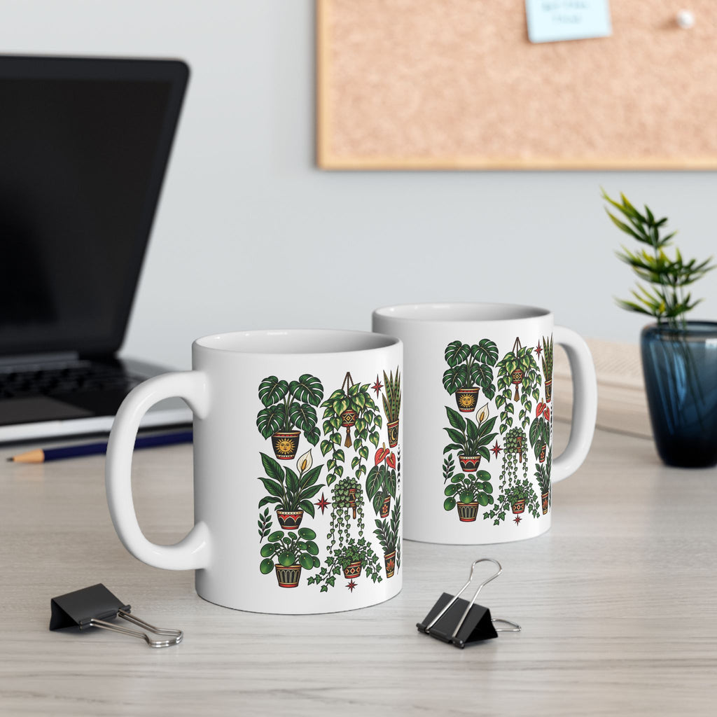 House Plant Tattoo Flash Ceramic Coffee Mug (11oz, 15oz)