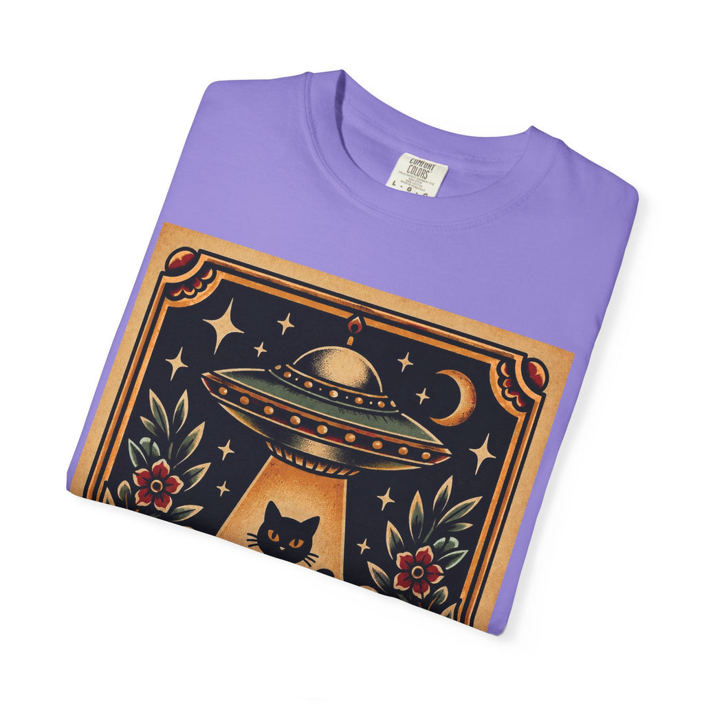UFO & Black Cat Tattoo Flash Sheet T-Shirt