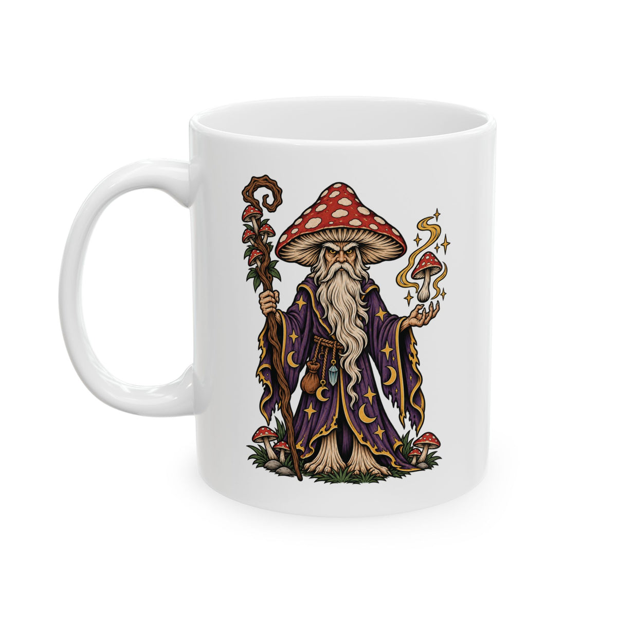 Amanita Mushroom Wizard Tattoo Flash Coffee Mug (11oz & 15oz)