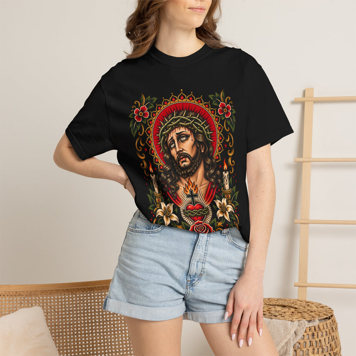 Jesus Sacred Heart Tattoo Flash T-Shirt