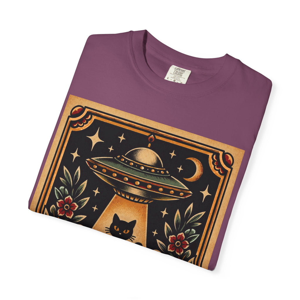 UFO & Black Cat Tattoo Flash Sheet T-Shirt