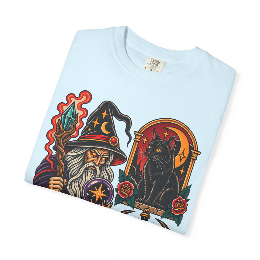 Wizard & Black Cat Tattoo Flash T-Shirt