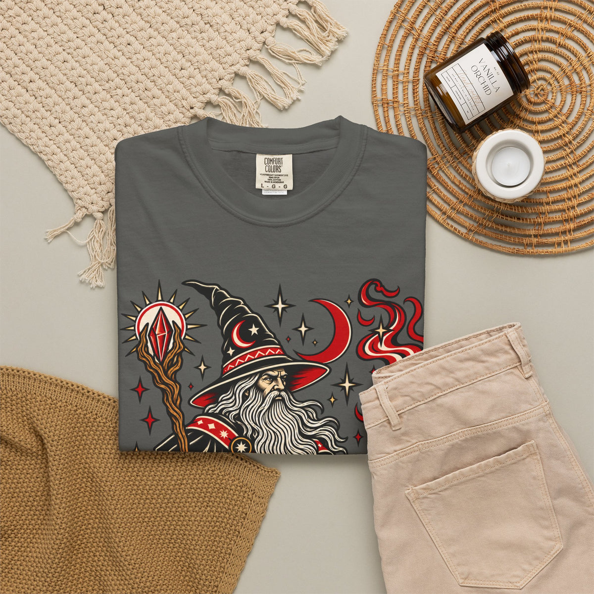 Fire Wizard Tattoo Flash T Shirt