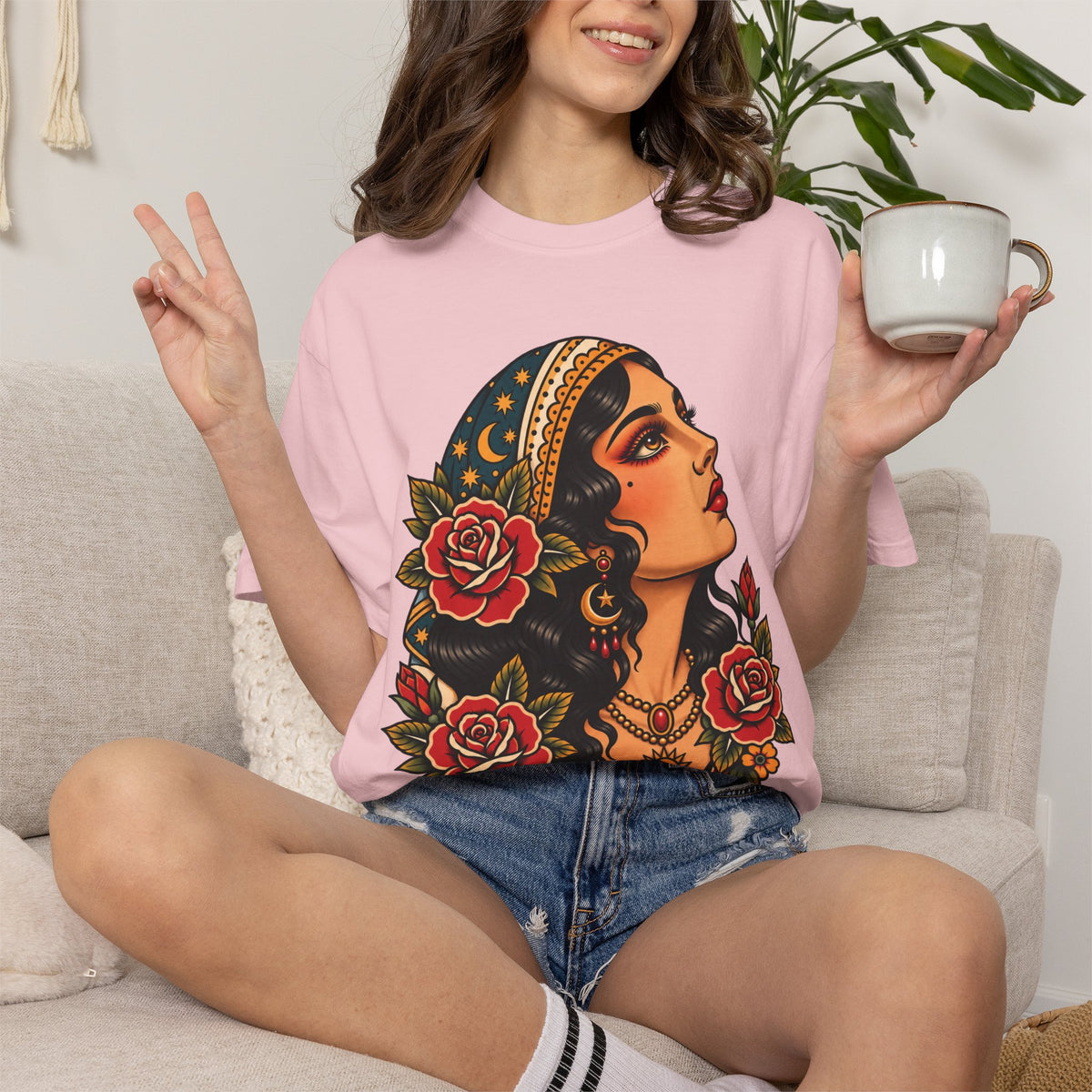 Gypsy Woman Tattoo Flash Sheet T-Shirt
