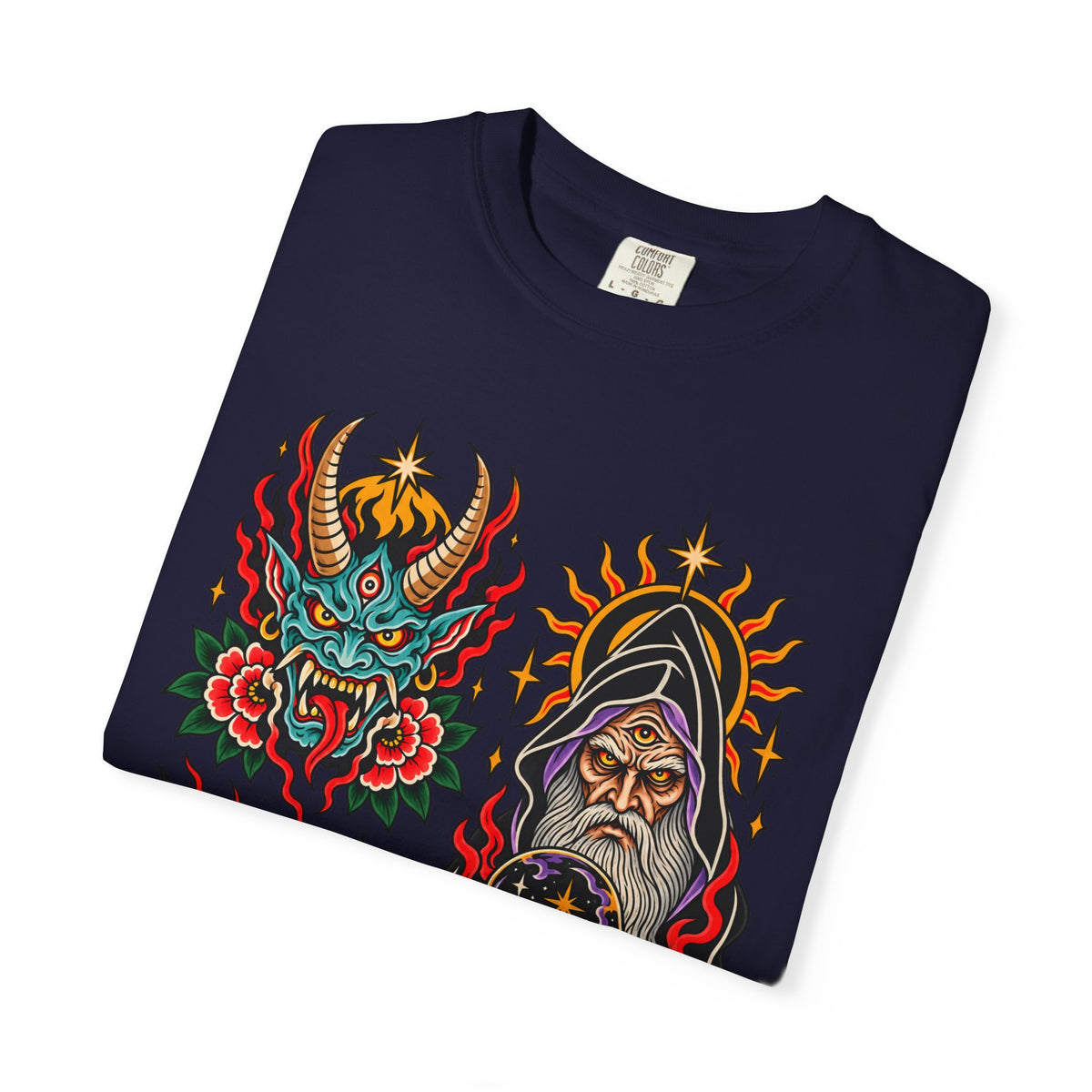 Wizard, Oni and Skull Tattoo Flash T-Shirt