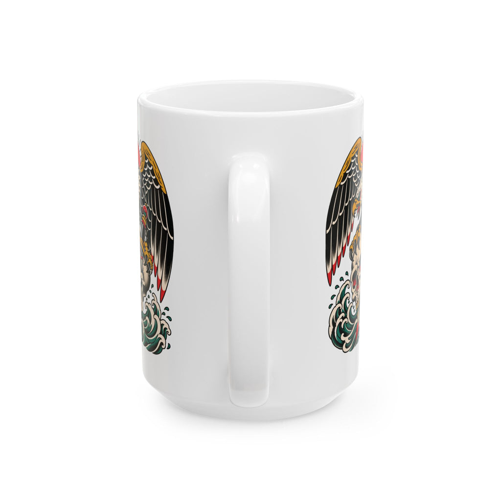 Eagle Tattoo Ceramic Mug — Patriotic Vintage-Style Coffee Cup (11oz, 15oz)