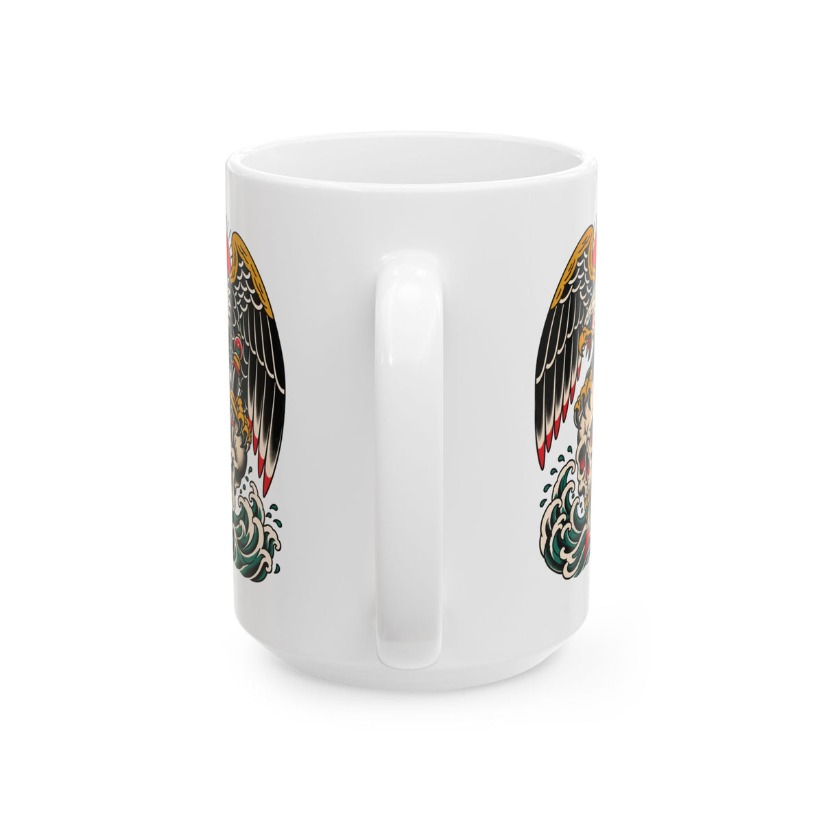 Eagle Tattoo Ceramic Mug — Patriotic Vintage-Style Coffee Cup (11oz, 15oz)
