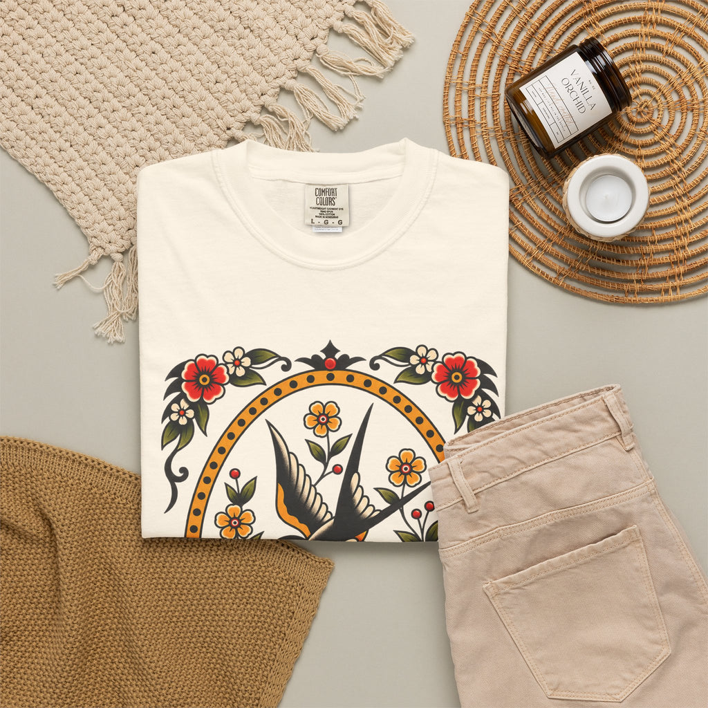 Swallow & Rose Tattoo Flash T-Shirt