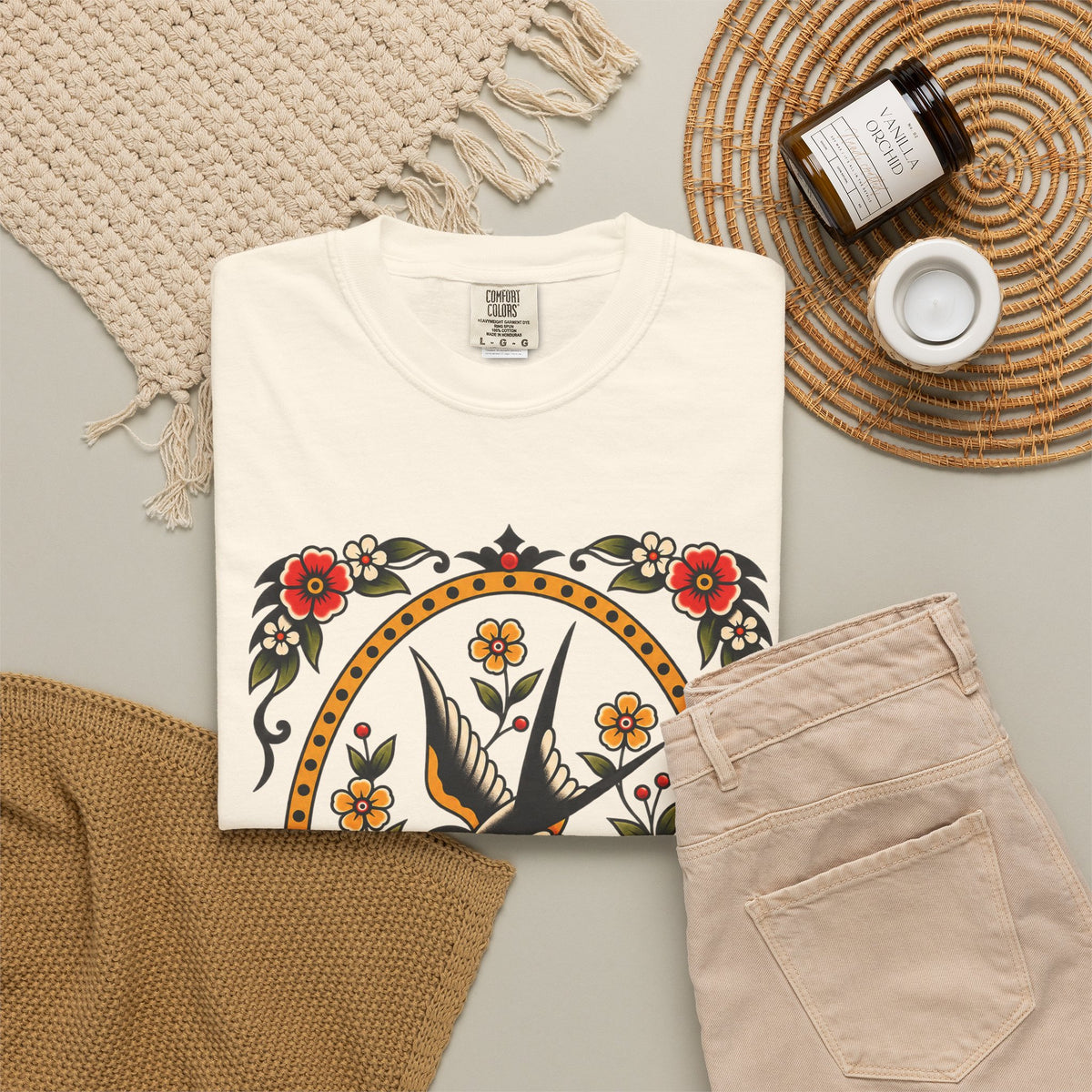 Swallow & Rose Tattoo Flash T-Shirt