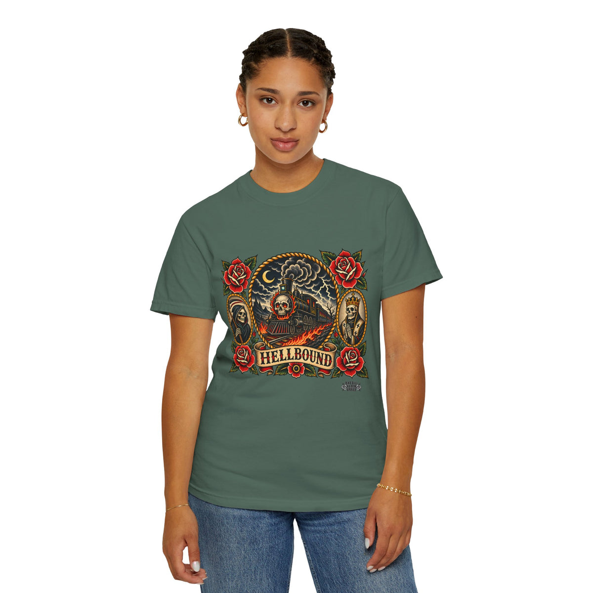 Hellbound Skull Train Tattoo Flash T-Shirt