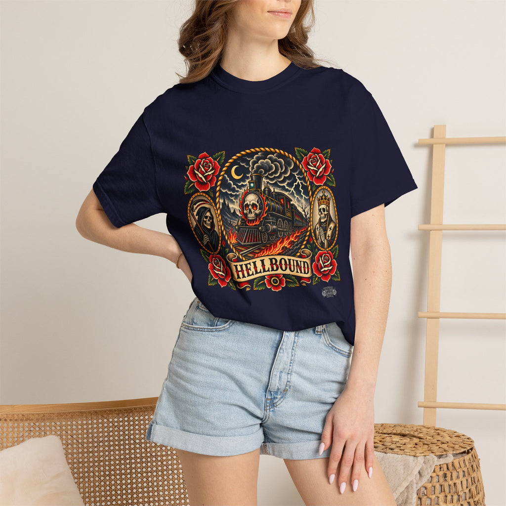 Hellbound Skull Train Tattoo Flash T-Shirt