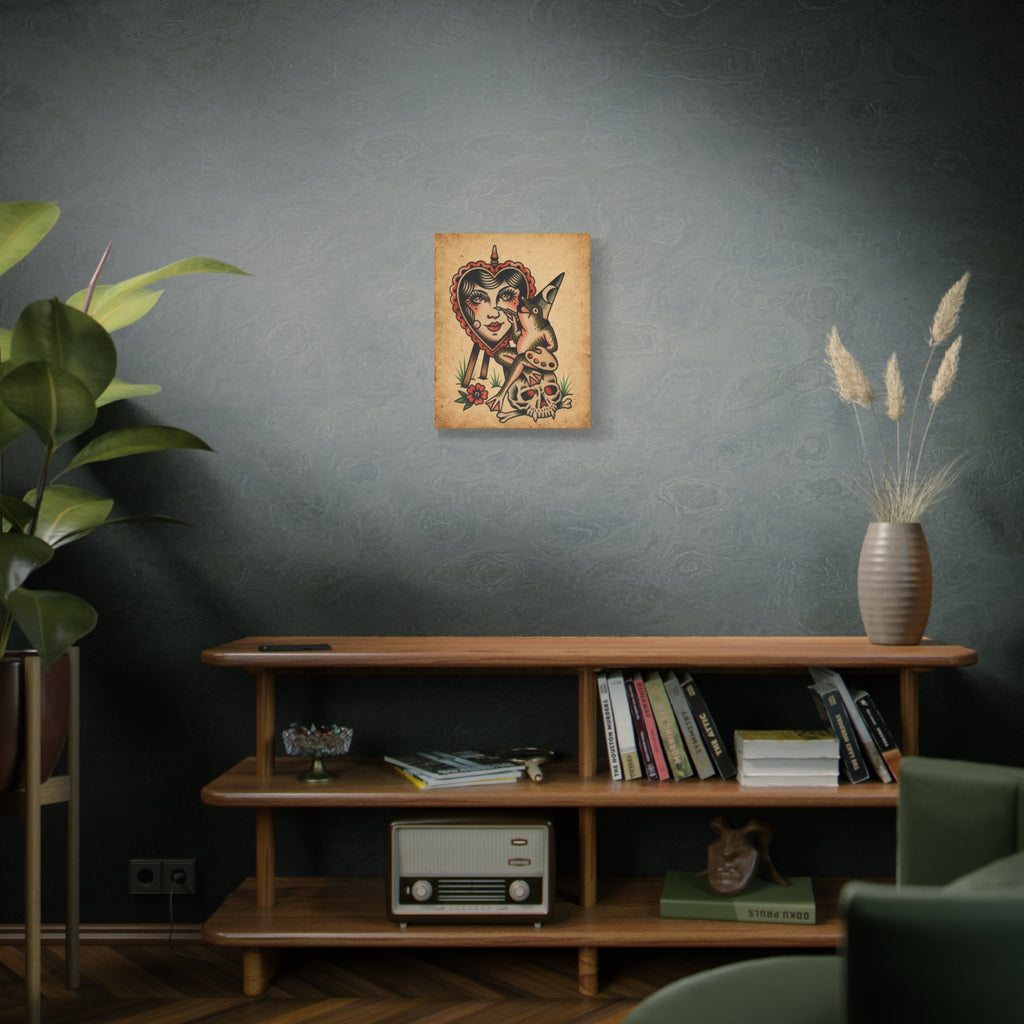 Frog Painter Tattoo Flash Canvas Wall Art
