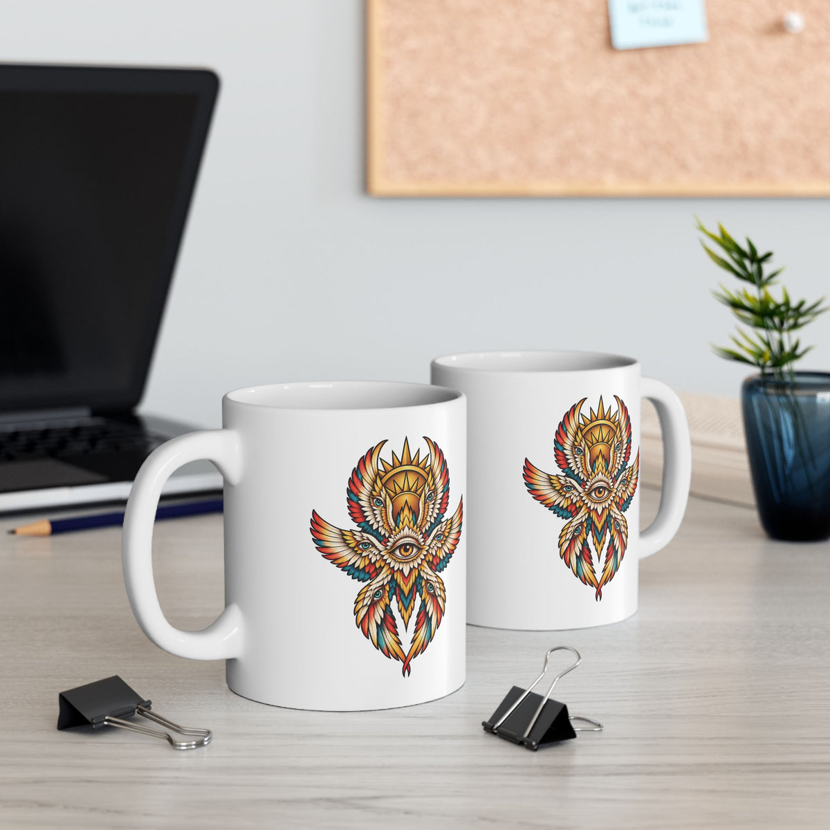 Seraphim Biblically Accurate Angel Tattoo Flash Coffee Mug (11oz & 15oz)