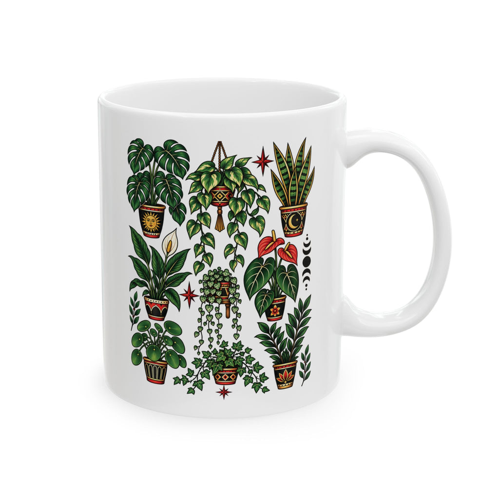House Plant Tattoo Flash Ceramic Coffee Mug (11oz, 15oz)