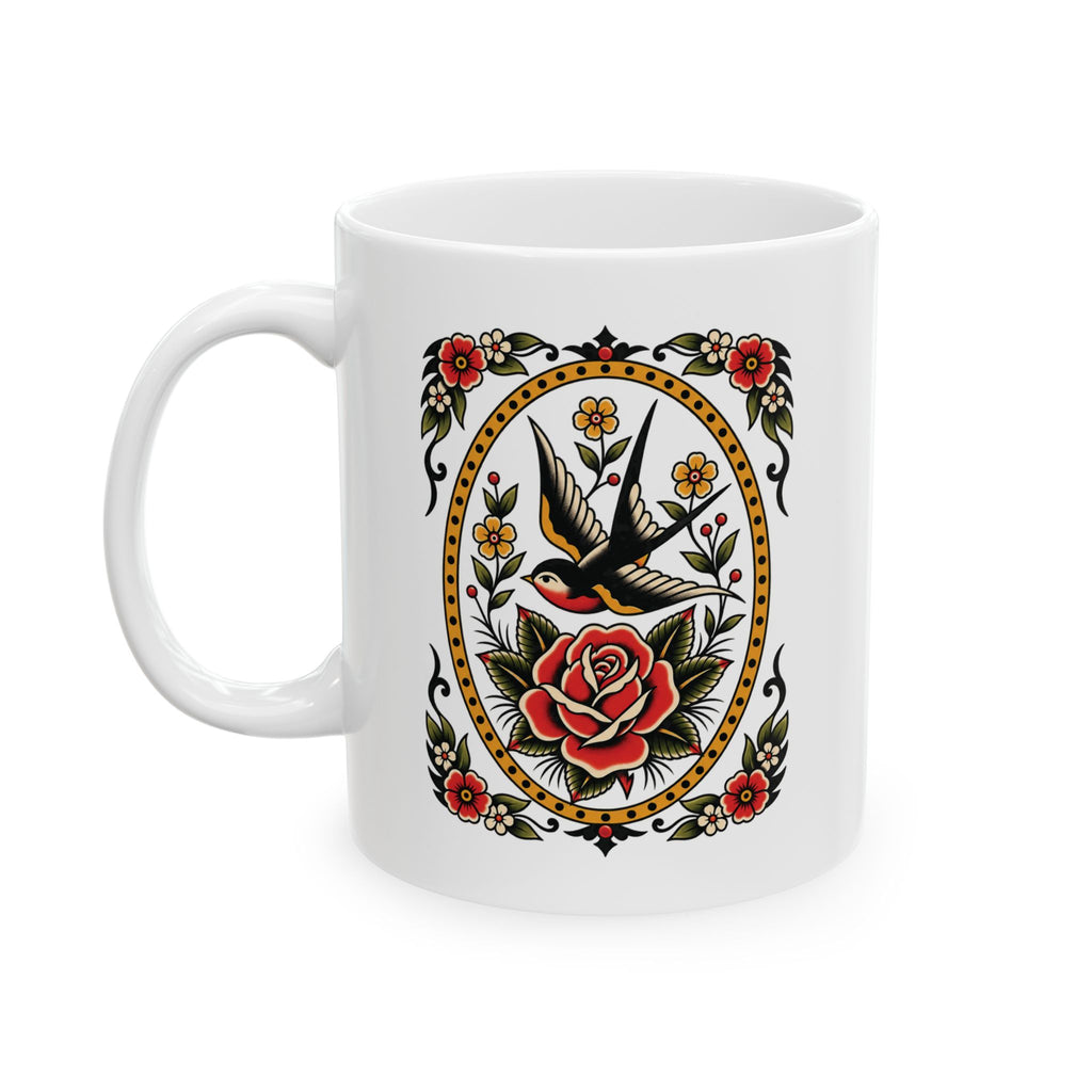 American Traditional Swallow Tattoo Flash Coffee Mug (11oz & 15oz)