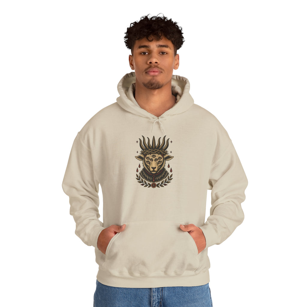 Sacrificial Lamb Hoodie with Revelation 5:6 Scripture Back Print