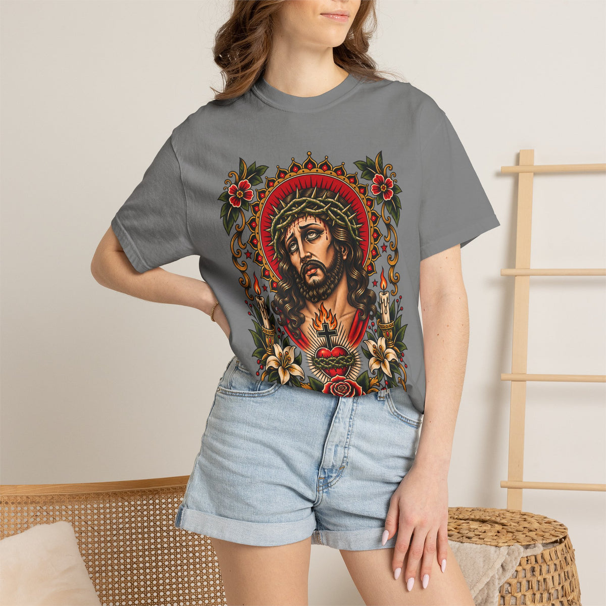 Jesus Sacred Heart Tattoo Flash T-Shirt