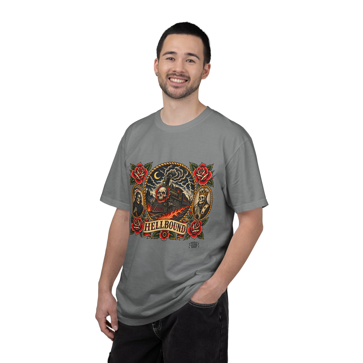 Hellbound Skull Train Tattoo Flash T-Shirt