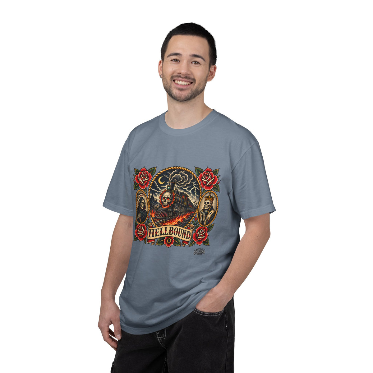 Hellbound Skull Train Tattoo Flash T-Shirt
