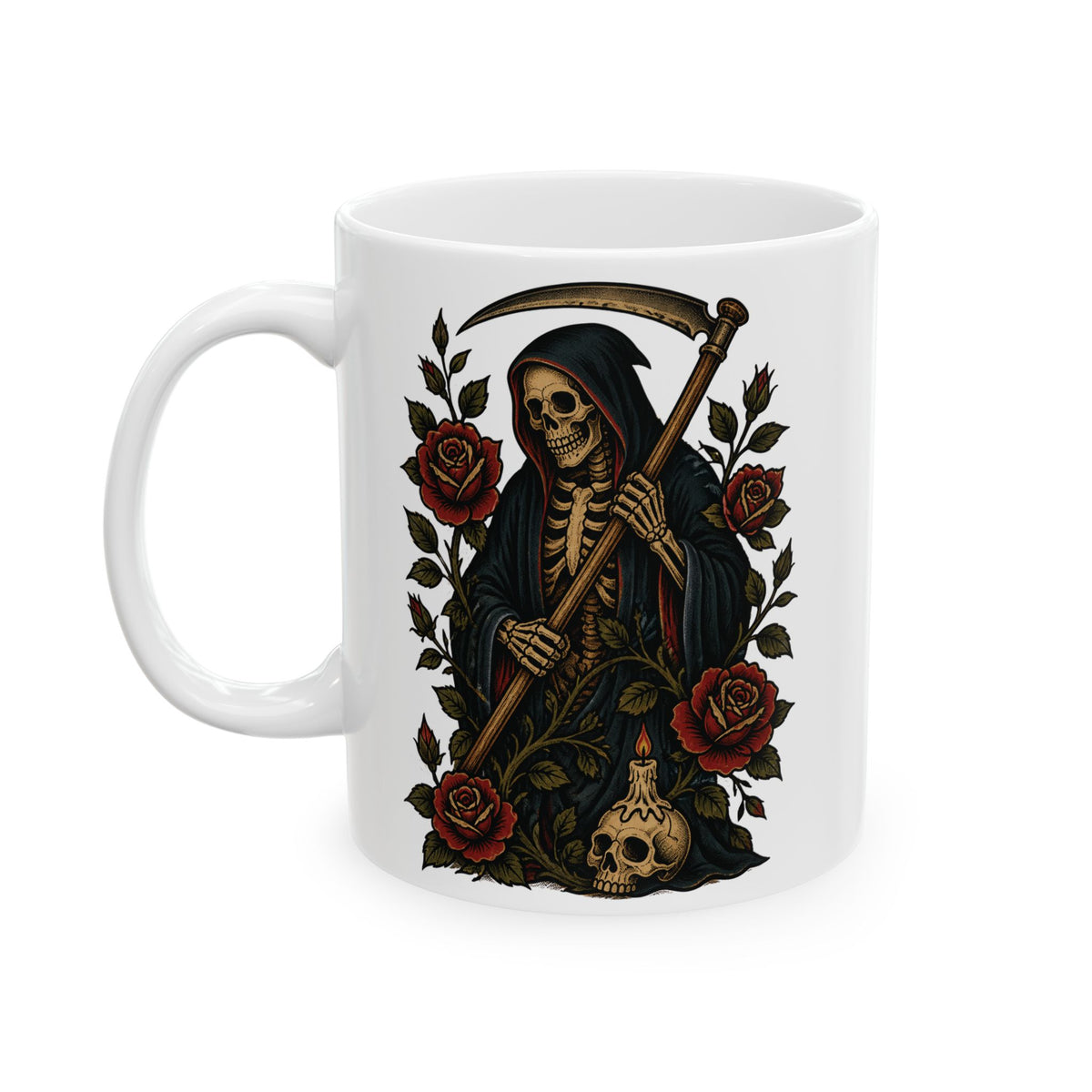 Grim Reaper Tattoo Flash Ceramic Coffee Cup