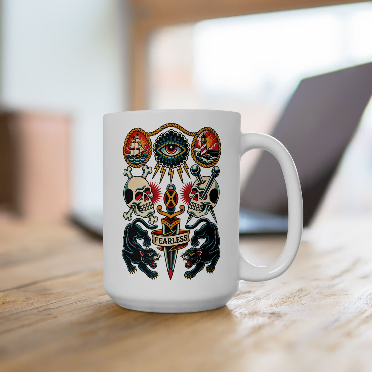 Fearless Flash Sheet Tattoo Flash Coffee Mug (11oz & 15oz)