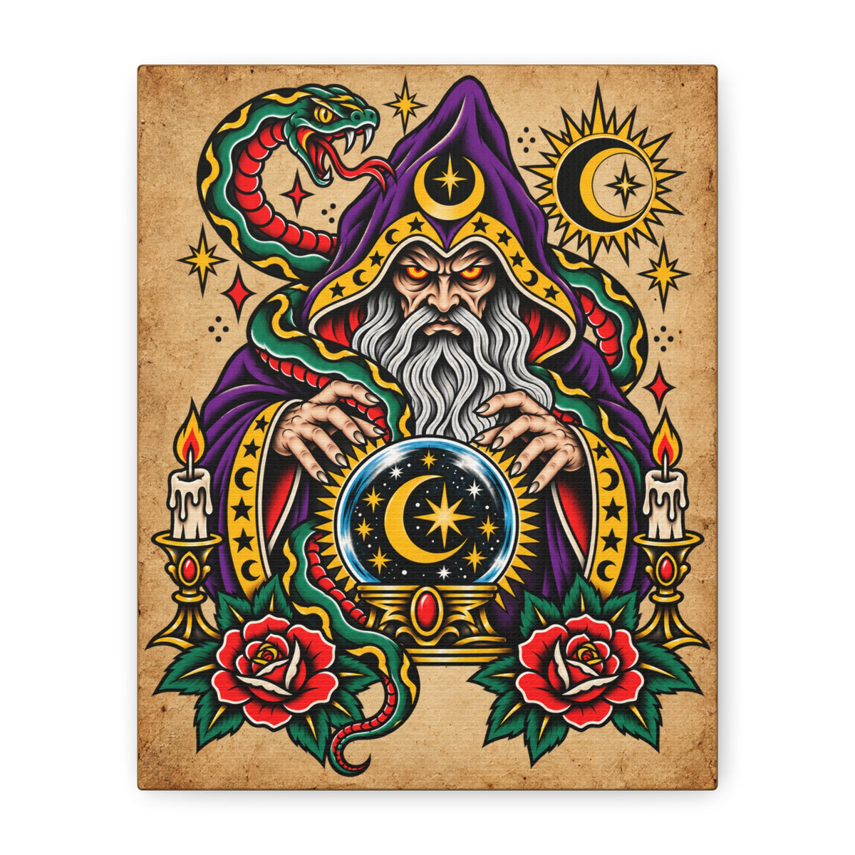 Wizard Oracle Tattoo Flash Wall Art