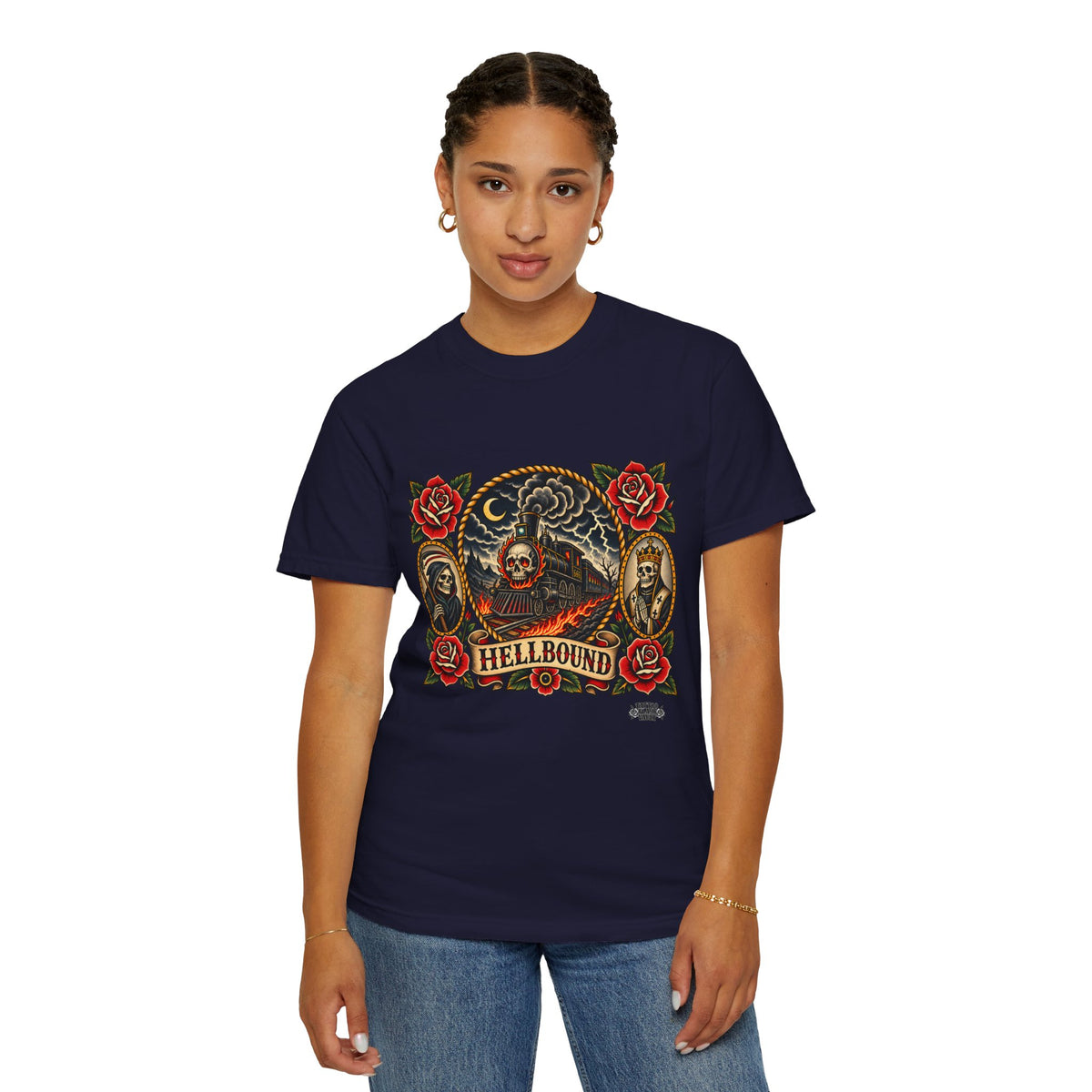 Hellbound Skull Train Tattoo Flash T-Shirt