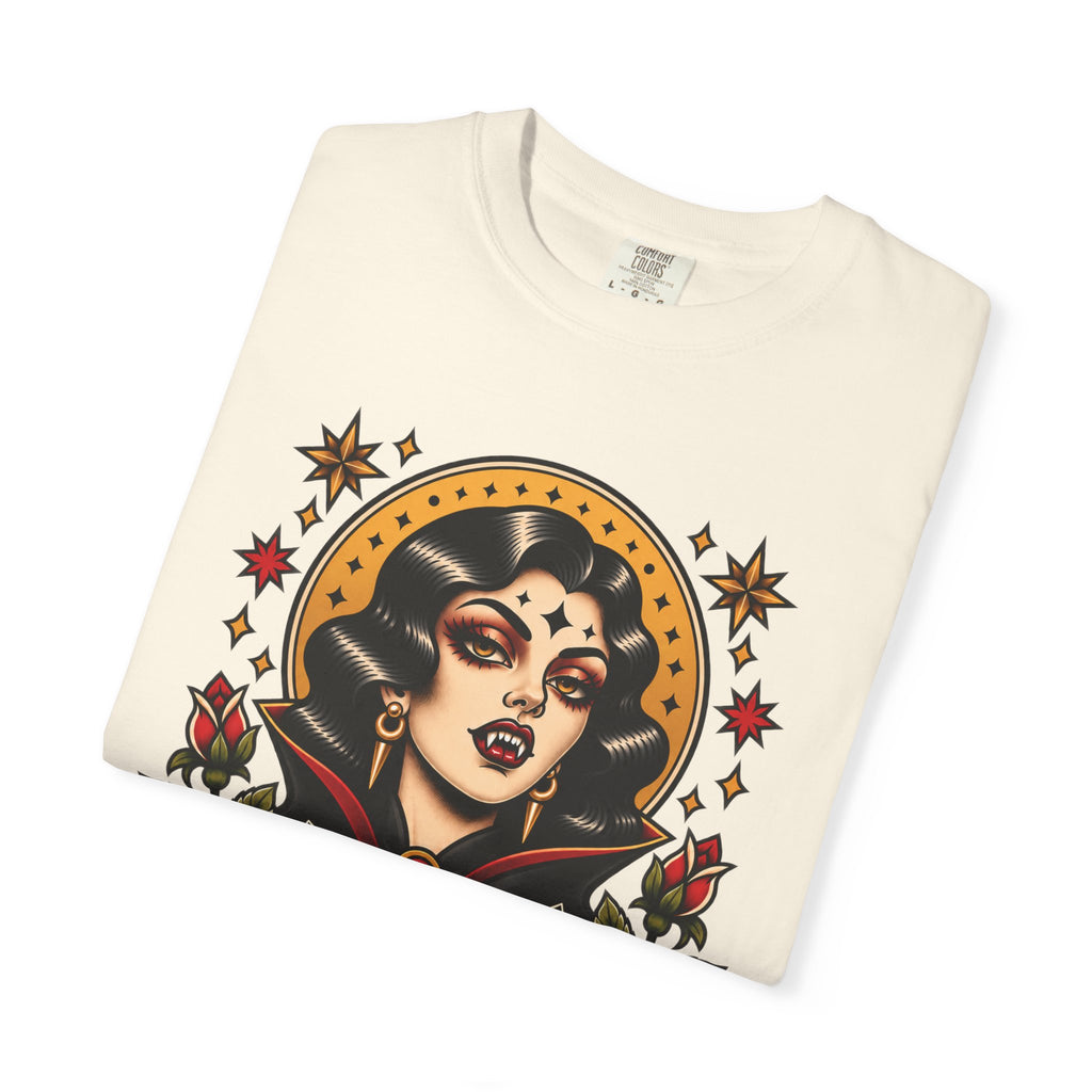 Vampire Woman & Black Cat Tattoo Flash T‑Shirt