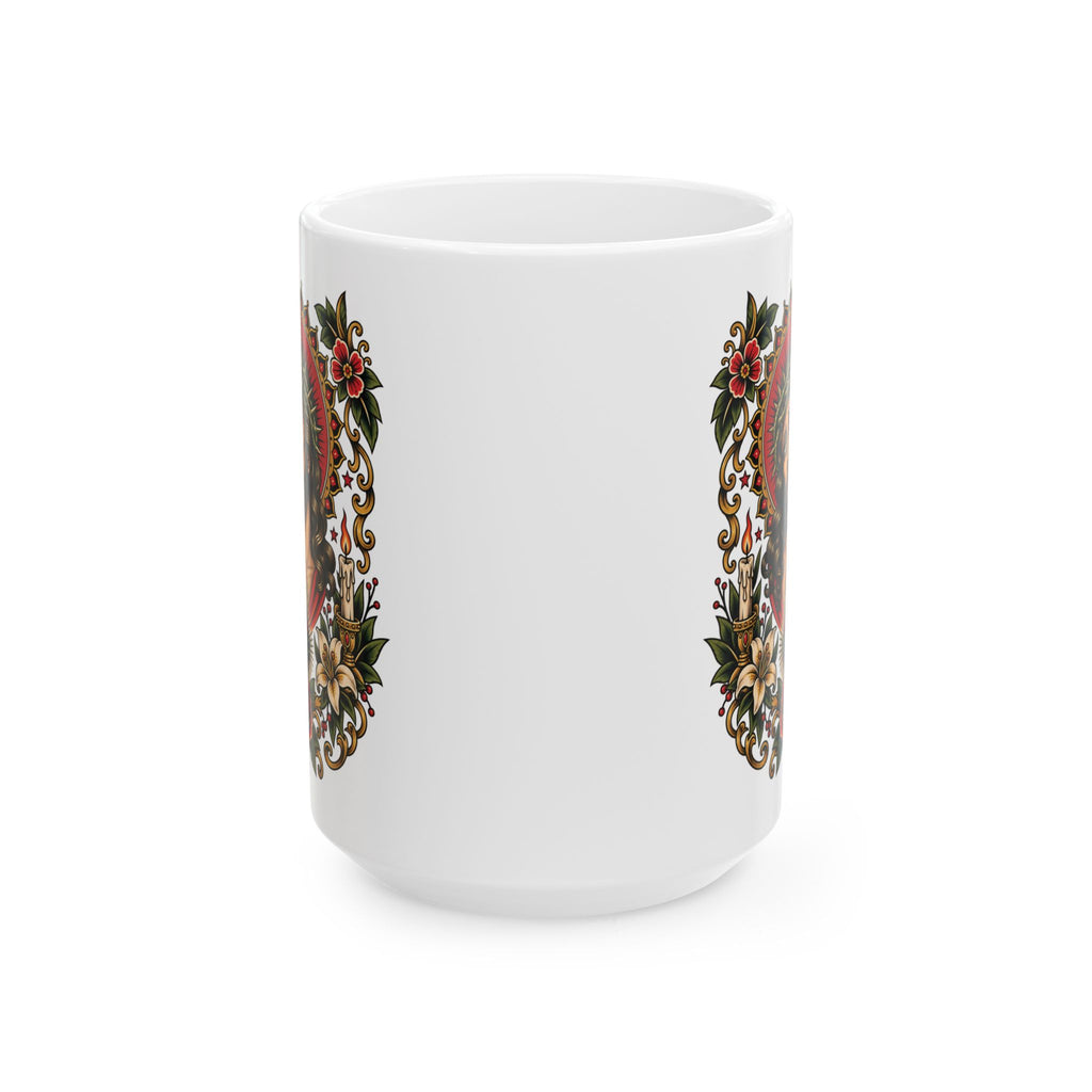 Jesus Christ Sacred Heart Tattoo Flash Ceramic Coffee Mug (11oz, 15oz)