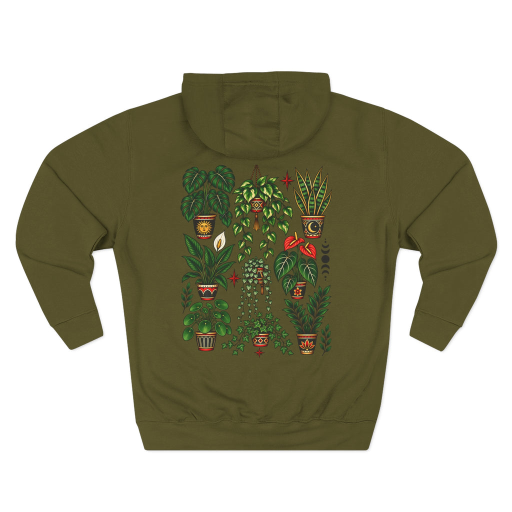 House Plant Tattoo Flash Pullover Hoodie (Back Design)