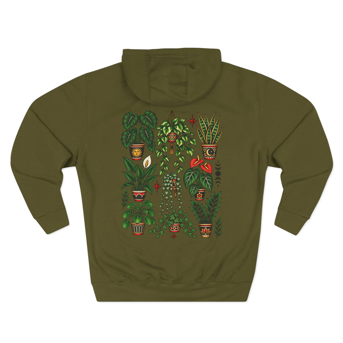House Plant Tattoo Flash Pullover Hoodie (Back Design)