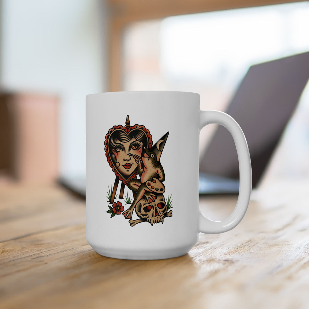 Frog Painter Tattoo Flash Ceramic Coffee Cup