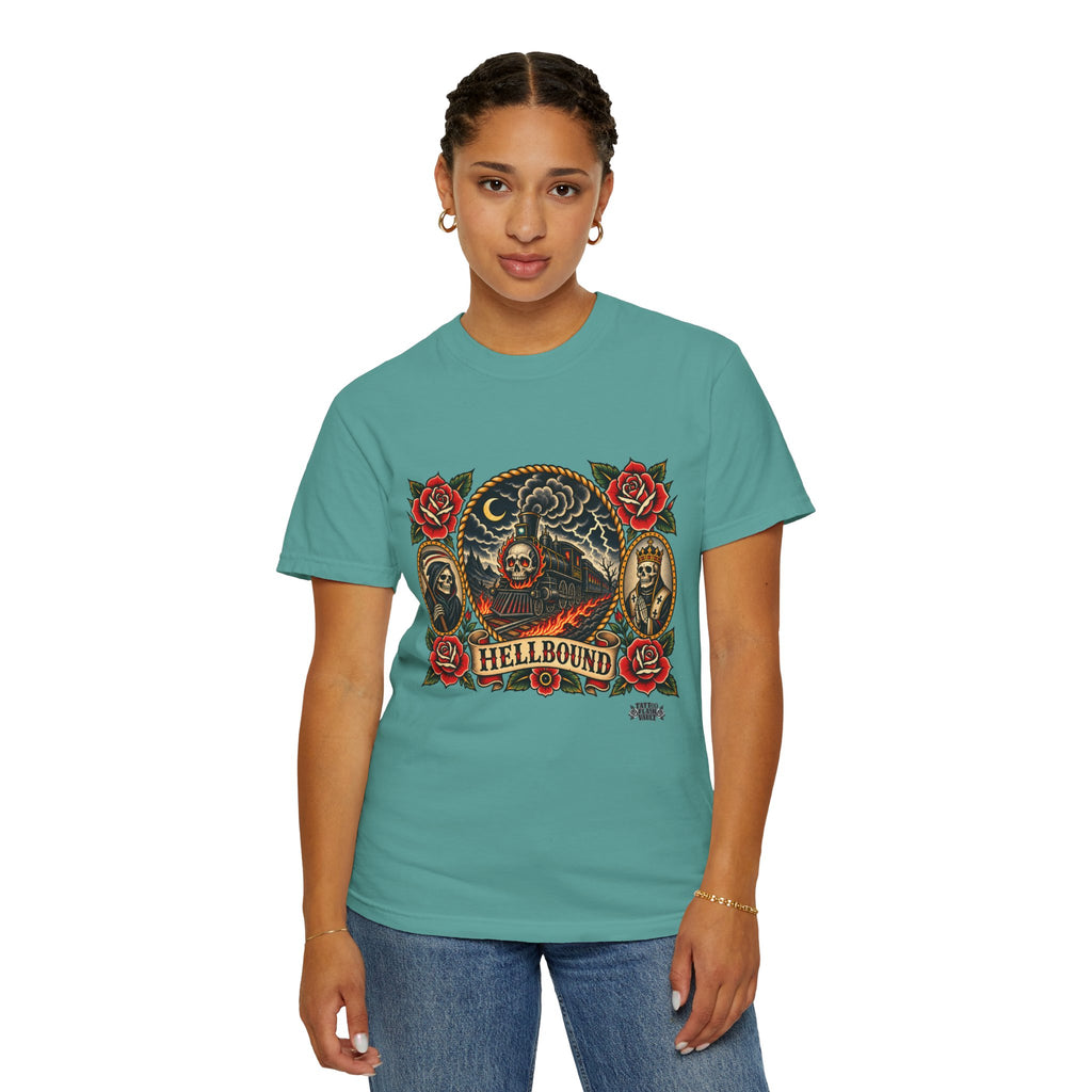 Hellbound Skull Train Tattoo Flash T-Shirt
