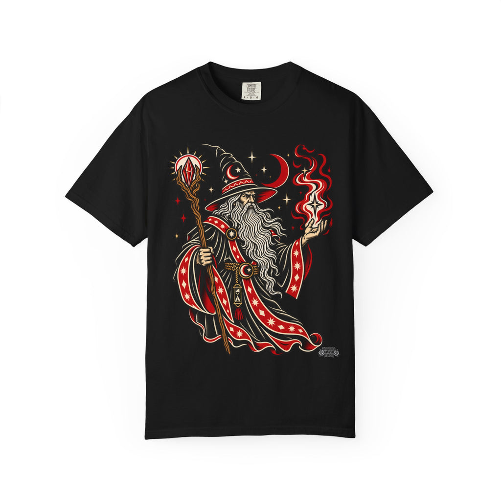 Fire Wizard Tattoo Flash T Shirt