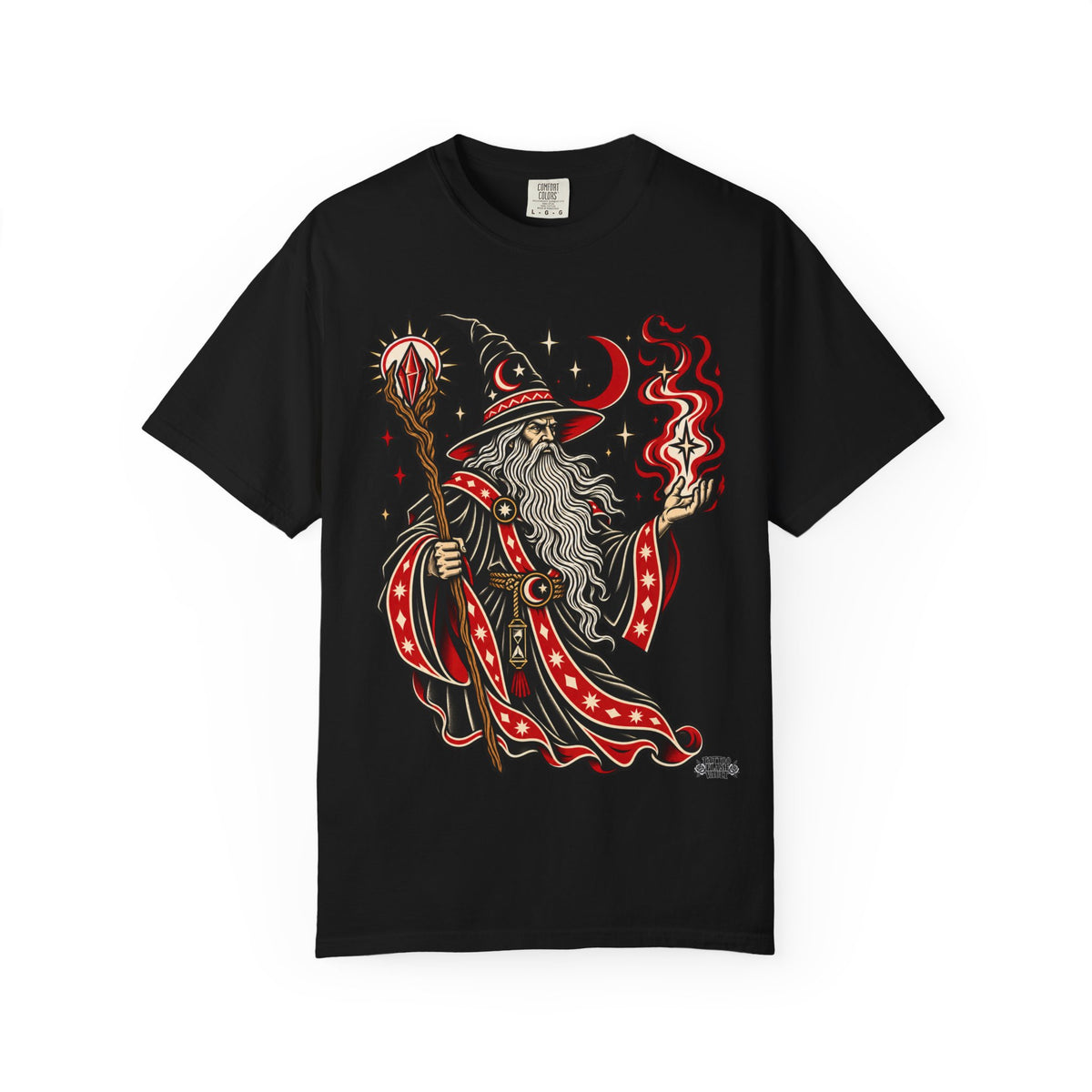 Fire Wizard Tattoo Flash T Shirt