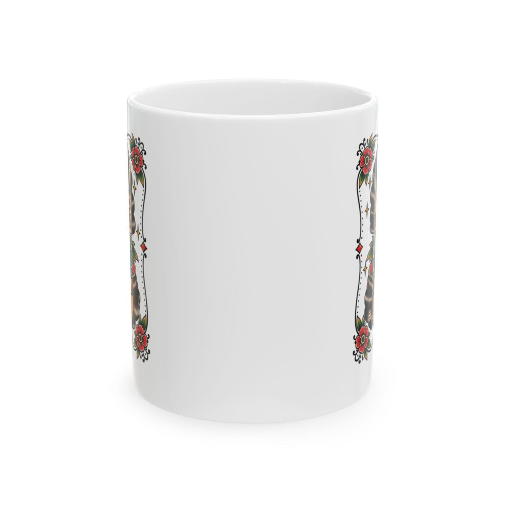 Floral Surreal Woman Tattoo Flash Ceramic Coffee Mug (11oz, 15oz)