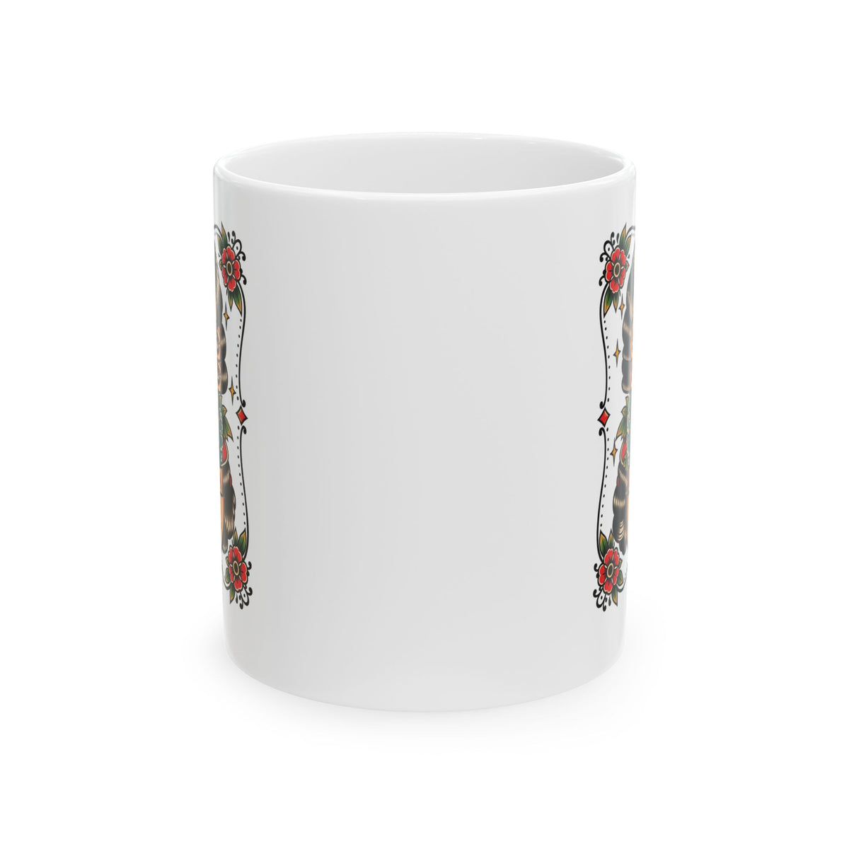 Floral Surreal Woman Tattoo Flash Ceramic Coffee Mug (11oz, 15oz)
